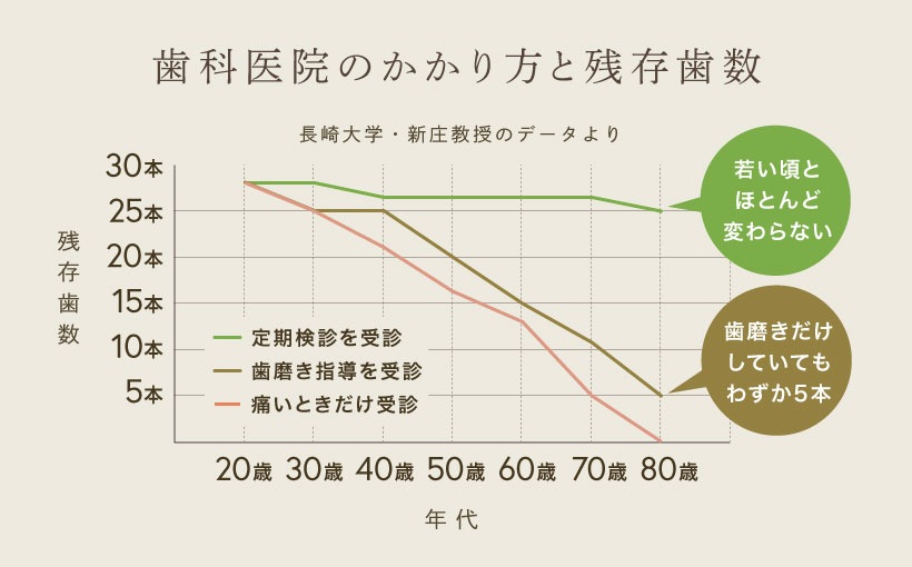 歯科医院のかかり方と残存歯数